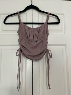 ✨ 4/$25 –SHEIN Mauve Ribbed Ruched Camisole with Adjustable Side Ties